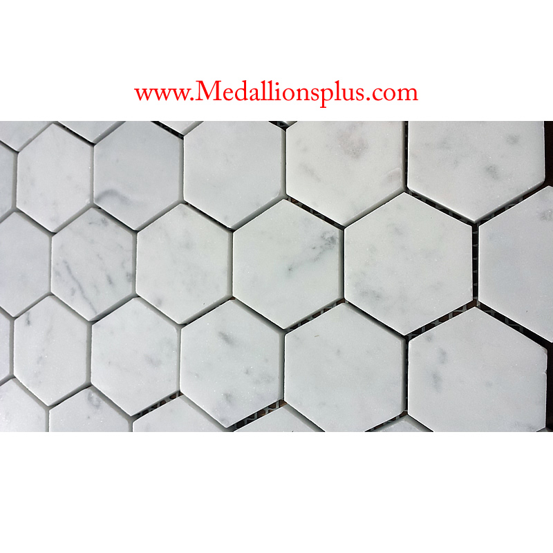 Carrara Marble Hexagon Polished Mosaic Tiles